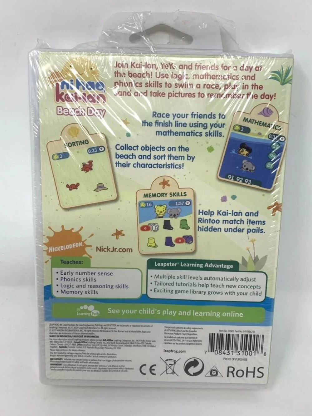 Ni Hao, Kai-lan,Beach Day Leapster Learning Game New Sealed